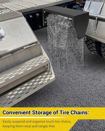 Lockable Truck Chain Rack, 24" Universal Heavy-Duty Tire Chain Hanger, Heavy Chain Carrier Keep Chains Secure on Truck & Trailer