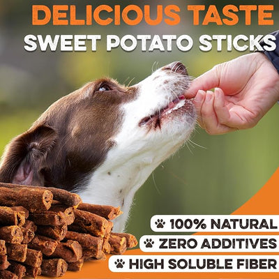 Sweet Potato Dog Treats - Grain Free, Salmon & Kelp Crunchy Sticks - Great Tasting, Promotes Positive Dog Gut Health with Natural Anti-Diarrhea Properties, No Preservatives Added (2lb Bag)