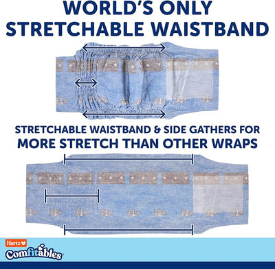 Hartz Comfitables Disposable Male Dog Wraps with Stretchy Waistband, Small 40 Count