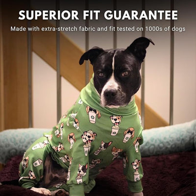 Spark Paws Dog Pajama, Dog Recovery Suit Male, Onesie, Ultra-Soft and 4-Way Stretch, for Small Medium and Large Breeds - Pup Cup - M