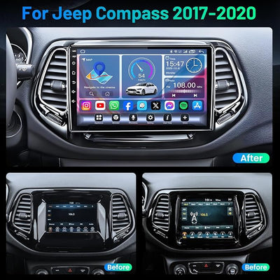 10 Inch Car Radio Stereo for Jeep Compass 2017-2020: 1280*800HD Touchscreen Replacement with Wireless CarPlay Android Auto,[4GB+64GB] Android 13 Player Radio with Bluetooth,5GWiFi,SWC,Mirror Link, GPS