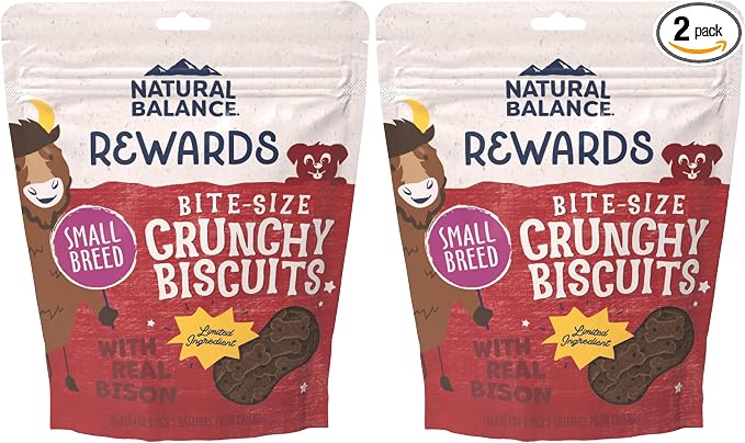 Limited Ingredient Rewards Crunchy Biscuits, Bite-Size Grain-Free Dog Treats for Small-Breed Adult Dogs, Made with Real Bison, 8 Ounce (Pack of 2)