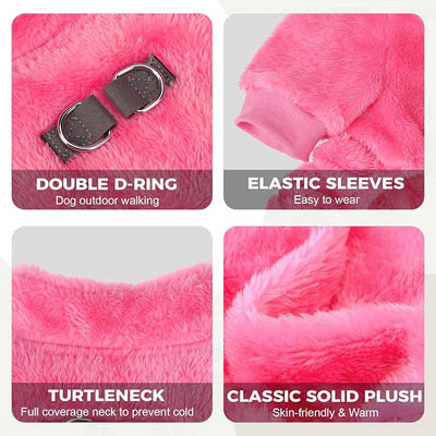 PAWCHIE Dog Fuzzy Velvet Pajamas,Dog Sweater Winter Cloth for Small Dogs Cat,Boy Girl,Pet Jumpsuit, Doggy Apparel for Teacup Yorkie Chihuahua,Pink,XXS