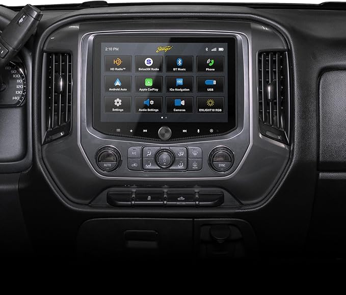 Stinger HORIZON10 Silverado & Sierra (2014-18) 10.1” HD Touchscreen Car Stereo & iGO GPS Nav Card, Wireless Apple CarPlay/Android Auto Radio, Bluetooth Receiver Head Unit, Off-Road Gauges, Audio EQ