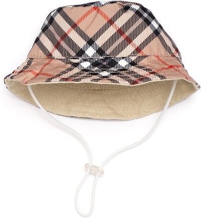 THE WORTHY DOG Plaid Hat for Dogs – Lightweight Pet Sun Hat with Adjustable Chin Strap, Soft Brim & Bright Colors - Tan, Medium