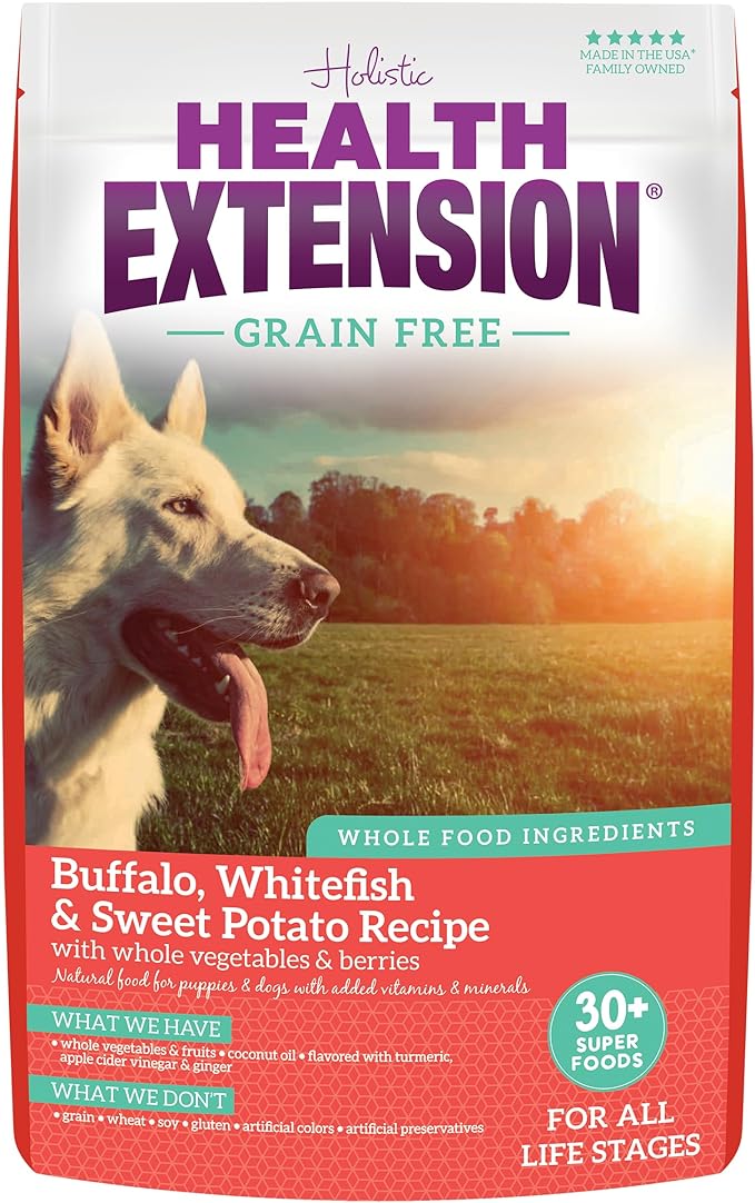 Grain Free Buffalo & Whitefish Dry Dog Food - 30+ Superfoods and Probiotics for All Life Stages (23.5 lb)