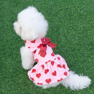 CuteBone Turtleneck Dog Velvet Dress Puppy Skirt Costume Pet Clothes Cat Apparel with Bow Hair Rope for Small Dogs CVD02S