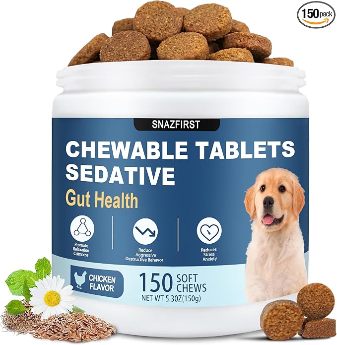 Calming Chews for Dogs Anxiety Relief, Dog Calming Chews-Anxiety and Stress Relief Treats Melatonin Bites Sleep Aid Calm Dog with Noise,Thunder,Barking,Separation(Chicken Flavor, 150 Chews)