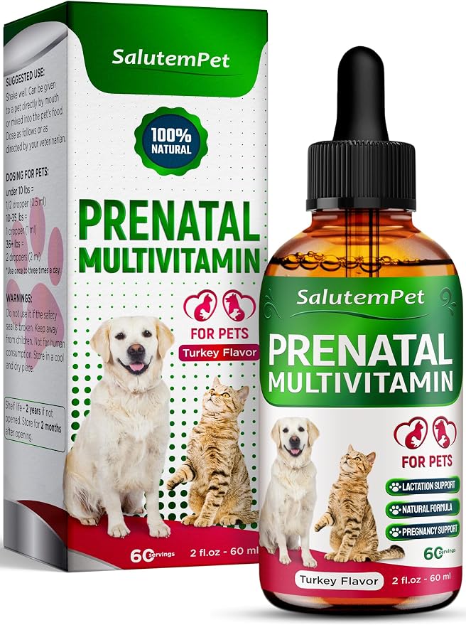 Dog Prenatal Vitamins for Moms During Lactating – Prenatal Vitamins for Dogs & Cats of All Breeds to Care for Pet Development – Multivitamin for Cats – 2 Oz – Herbal Supplement for Pets