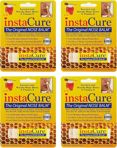 Original Nose Balm. Fast Relief for Cracked Dry & Sore Noses with Raw Manuka Honey Vitamin E Shea Butter Aloe Vera Oil. Heals Dog’s Dry Cracked Nose (4 Pack)