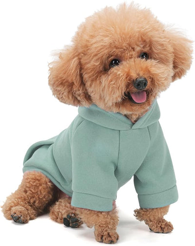 Winter Dog Hoodie with Pockets - Solid Color Polycotton Sweatshirt for Small, Medium, and Large Dogs - Soft, Warm, Cozy Pet Clothing for Cold Weather - Ideal for Outdoor Walks.Cyan Blue-XXL