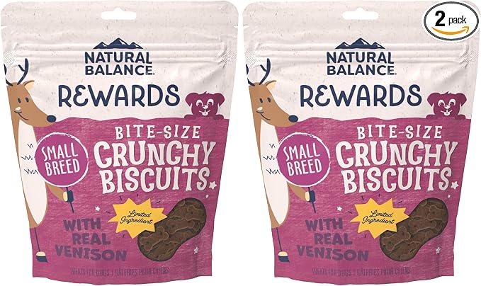 Limited Ingredient Rewards Crunchy Biscuits,Bite-Size Grain-Free Dog Treats for Small-Breed Dogs,Made with Real Venison,8 Ounce,(Pack of 2)