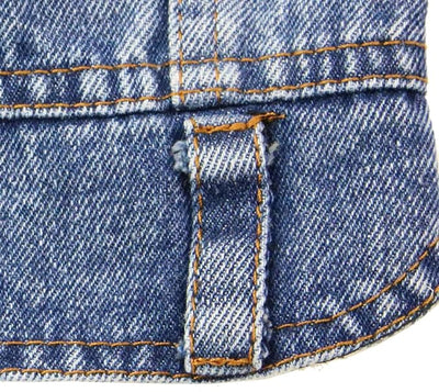 Vintage Washed Denim Dog Jeans Jacket for Small Medium Dogs & Cats - Dark Blue Lapel Vests with Scratch-Resistant Design