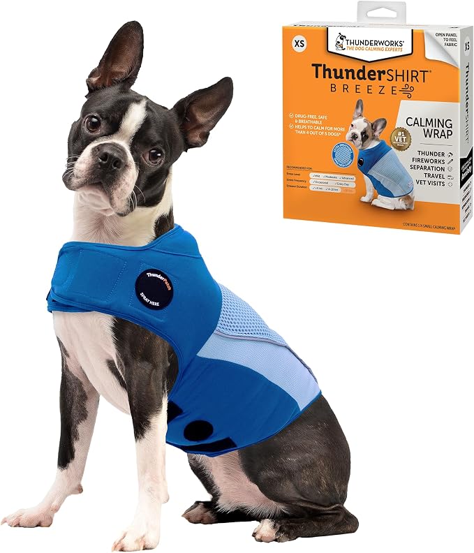 ThunderShirt Breeze for Dogs, X-Small, Sky Blue, Extra Breathable Mesh Fabric, Dog Anxiety Relief Vest for Every Day Stress & Calming During Thunder Storms and Fireworks