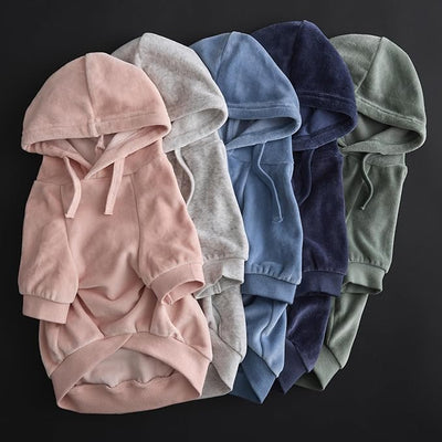Pet Passion Cooper II Organic Cotton Velour Dog Hoodie Pet Coat for Small, Medium and Large Dogs, Light Heather Gray, Small