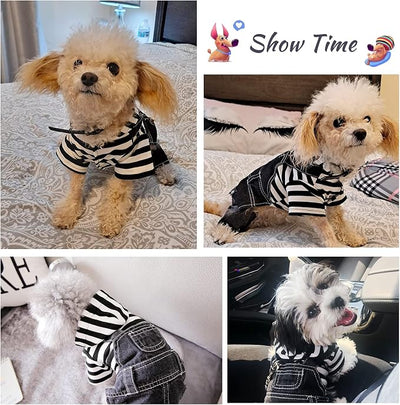 SILD Pet Denim Jumpsuit Dog Jeans Hoodies Cool Blue Coat Medium Small Dogs Classic Jacket Puppy Blue Vintage Washed Vests (S, Black)