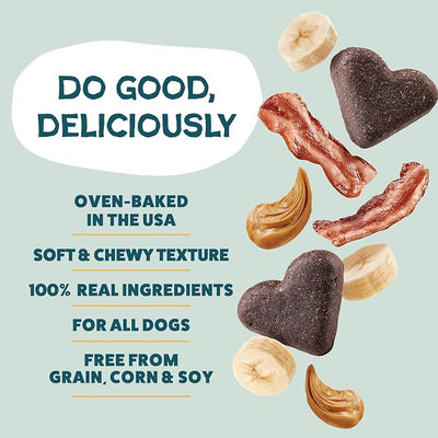 Shameless Pets Soft-Baked Dog Treats, Bananas for Bacon | Healthy Treats for Small, Medium & Large Dogs | Skin & Coat Support with Omega-3 & Omega-6 | Grain-Free, Made in USA | 6 oz