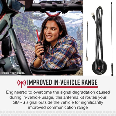 Cobra GMRS Road Trip Antenna Full Kit with Accessories for Vehicle Use - in-Vehicle GMRS Antenna Kit for GMRS Mobile and Handheld Radios, Improved Range and Mobile Capability