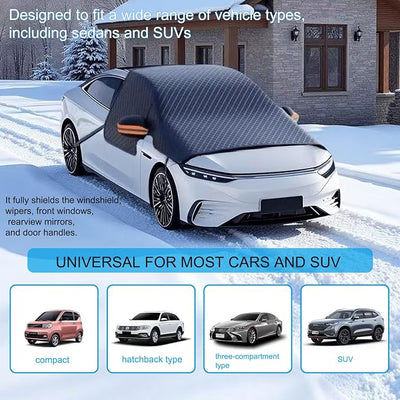 Magnetic Windshield Cover for Snow and Ice, Winter Frost Protector with Side Window & Mirror Covers,Universal Fit for Car, SUV, Truck, Van,Windproof Waterproof Frost Protection