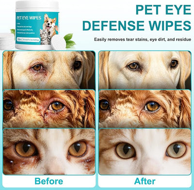 2Boxes Eye Defense Wipes,Tear Stain Remover for Pet,Gentle Eye Wipes for Dogs,Keeps Your Dog’s Eyes Clean,Daily Eye Cleaning Wipes for Dogs and Cats(100 Wipes/Box)