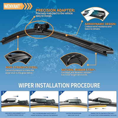 25"/22" Windshield Wipers Compatible with VW Volkswagen Tiguan MK2 2018 2019 2020 2021 2022 Front Wiper Blades for My Car Original Equipment Automotive Replacement (Set of 2)