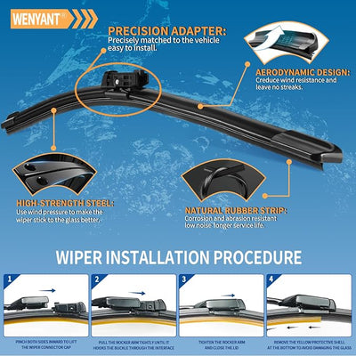 24"/20" Windshield Wipers Compatible with Audi A4 Allroad A5 Quattro Sportback Q3 Q5 S4 S5 Sportback SQ5 Front Wiper Blades for My Car Original Equipment Automotive Replacement (Set of 2)