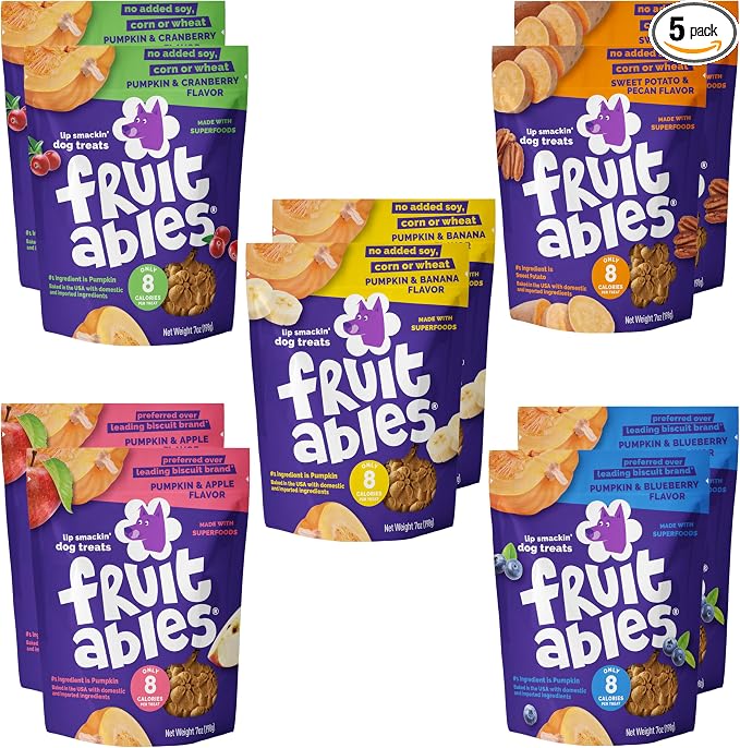 Baked Crunchy Pumpkin Dog Treats, 7oz, Variety Pack of 10