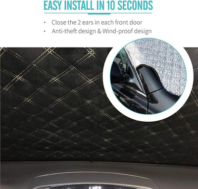 MITALOO Car Windshield Snow Cover with 4 Layers Protection Winter Frost Snow Ice Cover Auto Sun Shade for Cars Trucks Vans and SUVs(No Elastic Bands Included)