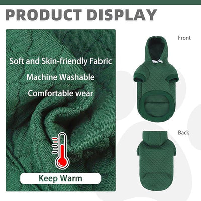 KOOLTAIL Dog Hoodie for Small Medium Large Dogs, Ultra-Warm & Soft Winter Fall Fleece Dog Hooded Sweatshirt Clothes Sweater, Lightweight Pullover Coat for Boy Girl Bulldog Pitbull Puppy Cats,Green S