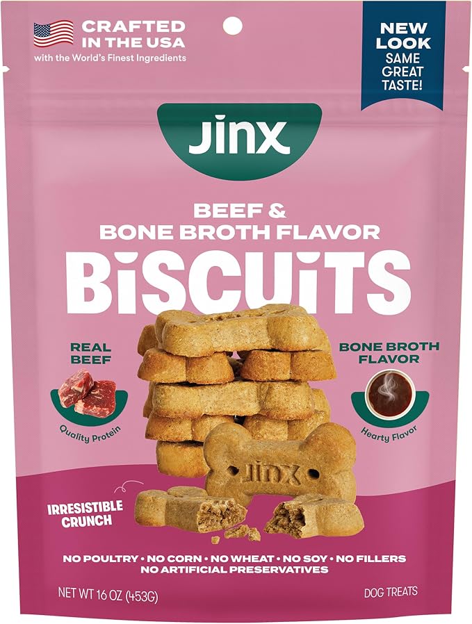 Oven-Baked Beef Bone Broth Biscuit Treats, Crunchy, All Natural, Superfood-Rich with Real Beef, Pumpkin & Blueberries, 16oz