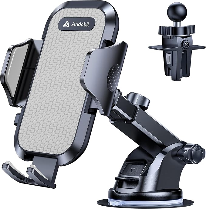 Car Phone Holder, 2026 Military-Grade 89lbs Strongest Suction Phone Holders for Your Car Dashboard/Windshield/Vent Easy Clamp Cellphone Holder Truck Stand for iPhone 17 16 15 Pro Samsung Grey