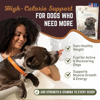 All American Canine Bulk Dog Weight Gainer – High Calorie Dog Food Supplement & Protein Powder for Rapid Weight Gain, Mass, and Recovery – Appetite Stimulant – 230 Servings