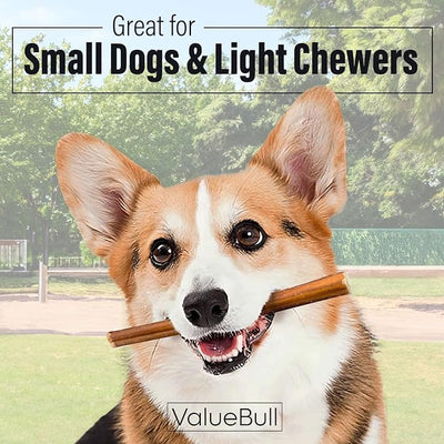ValueBull Bully Sticks for Small Dogs, Thin 6 Inch, 200 Count Bulk Pack - All Natural Dog Treats, 100% Beef Pizzles, Single Ingredient