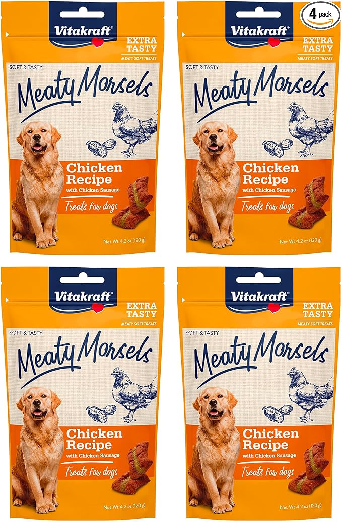 Meaty Morsels Treats for Dogs - Chicken with Chicken Sausage - Super Soft Dog Treats for Training - Two Layers of Gently Oven-Baked Meaty Goodness