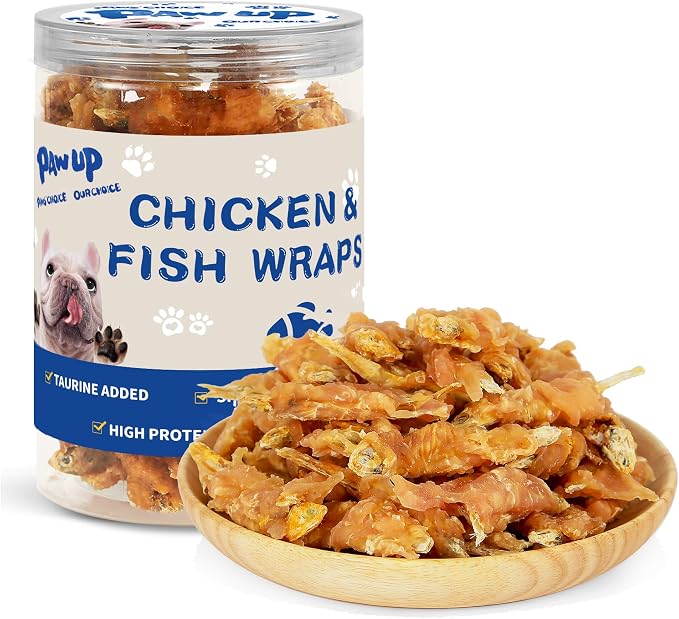 Chicken Wrapped Fish Dog Treats, High Protein Omega-3 Snacks | Training Rewards for Small, Medium & Large Dogs, Natural Dog Chews, 10.5 oz
