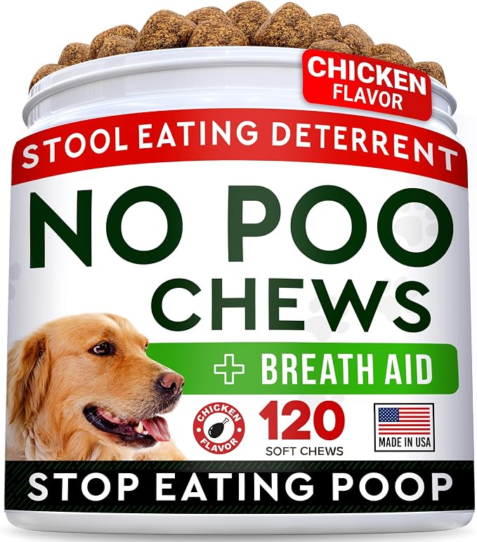 No Poo Treats - No Poop Eating for Dogs - Coprophagia Stool Eating Deterrent - Digestive Enzymes - Gut Health & Immune Support - Stop Eating Poop - 120ct