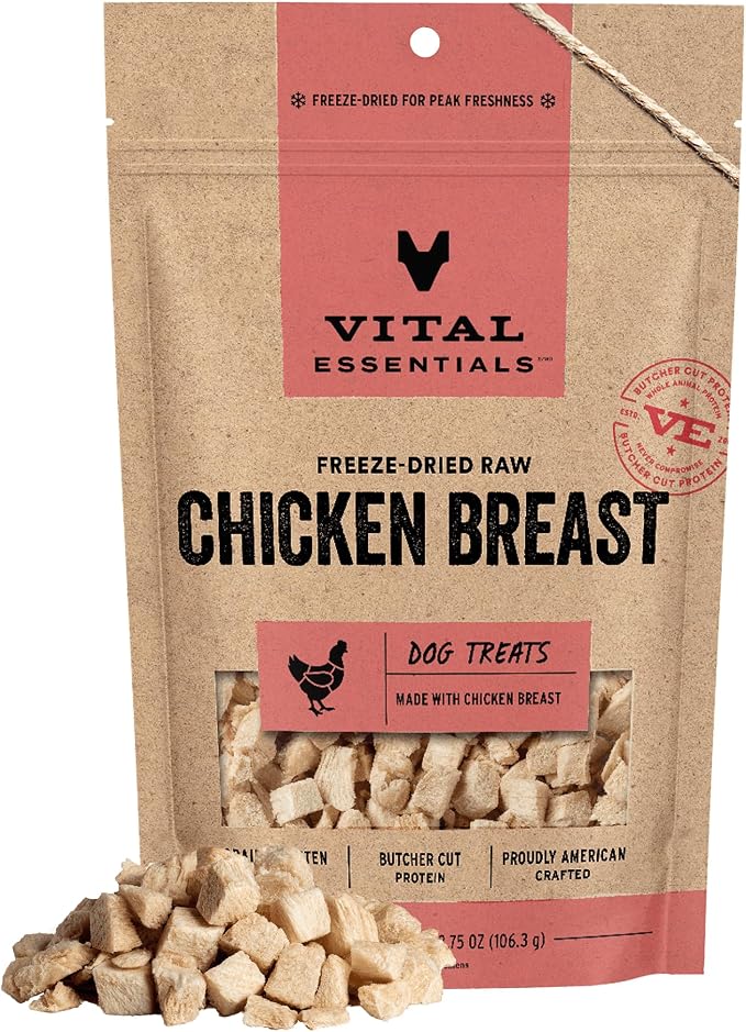 Freeze Dried Dog Treats | Chicken Breast, Single Ingredient | Premium Quality | Grain Free Training Treats for Dogs, 3.75 oz Bag