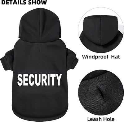 Security Dog Hoodie - Soft & Warm Dog Sweater with Leash Hole Design for Dog Cat,Dog Clothes Pullover Hoodies for Christmas, Holidays and Daily Wear (Black (Security), Large)
