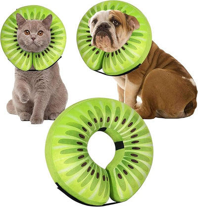 Recovery Donut Collar for Dogs & Cat,Inflatable Dog Cone Collar Alternative After Surgery,Soft Cone for Large Medium Small Dog,Adjustable Pet Neck Donut(Kiwi,Medium+)