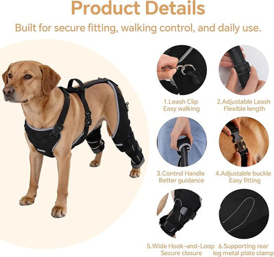 BALAPET Dog Rear Leg Brace for ACL/CCL Injury, Hinged Hind Leg Support Harness for Weak Back Legs, Torn ACL, Post-Surgery Recovery, Stairs, Car & Walking Assistance(M)