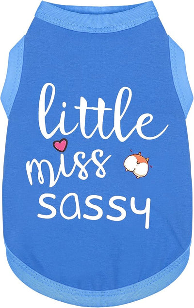Paiaite Dog Clothes Fashionable Sleeveless Pet Vest: 'Little Miss Sassy' Printed Cotton Dog Shirt, Ideal for Small, Medium, and Large Breeds, Ensuring Comfort and Breathability Blue 3XL