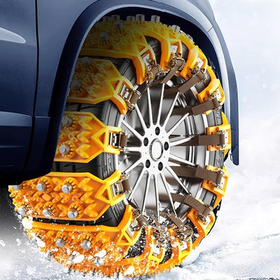 Snow Chains 10 PCS Car Anti-Skid Snow Tire Chains Automotive Tire Traction Chain for Tire Width 165-267mm Car Truck Pickup in Snow Ice Sand and Mud (Yellow, 10 Pack)