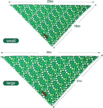 St. Patrick‘s Day Dog Bandana - Bold Green Shamrock Dog Neck Scarf, Soft Pet Bib for Medium Large Dogs, Holiday Photo Dogs Cats Prop for Daily Use Parties & Pet Photography L