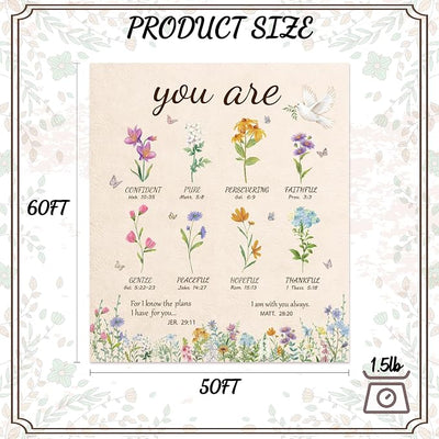 Christian Gifts for Women,Birthday Gifts for Mum,Inspirational Religious Blanket Gift with Flowers, Soft Flannel Throw Blanket for Bed Couch Sofa, Spiritual Gift for Sister, Friends Family Self 50x60”
