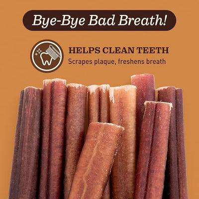 Odor-Free Standard Bully Sticks (6", 25 Pack) – 100% Grass-Fed Beef Pizzle Dog Chews, Fully Digestible & Long-Lasting Dental Treats