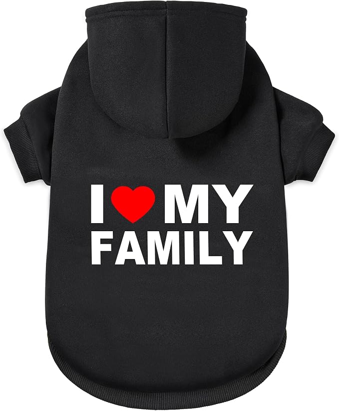 Dog Sweater Dog Hoodie Cold Weather Coat Hooded Sweatshirt for Puppies,Cats, Small Medium Large Dogs (Black(Family), Large)