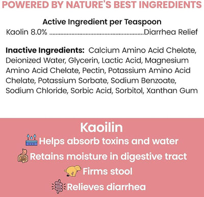 Dog Diarrhea Medication - Fast Acting Anti Diarrhea Liquid for Dogs, Kaolin Pectin Formula, Firms Stool & Upset Stomach Relief, All Breed Sizes, Made in USA, 2oz - Chew + Heal Labs