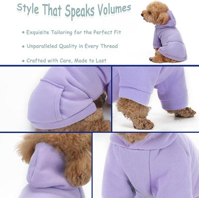Winter Dog Hoodie with Pockets - Solid Color Polycotton Sweatshirt for Small, Medium, and Large Dogs - Soft, Warm, Cozy Pet Clothing for Cold Weather - Ideal for Outdoor Walks.Grey-M