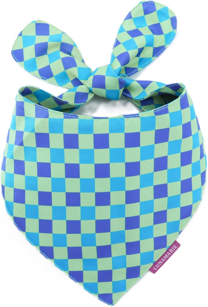LunaMarie - Luxury Pet Birthday Bandanas -Premium & Silky Poly Fabric | 100% Handmade | Custom Shape Dual Layered (Electric Rebel, Small)