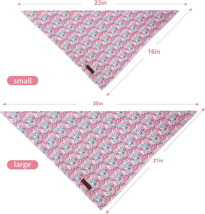 Floral Dog Bandana - Soft Spring Summer Wildflowers Dog Neck Scarf, Cute Pet Bib for Puppy Kitten, Kawaii Photo Dogs Cats Prop for Daily Use Parties & Pet Photography S